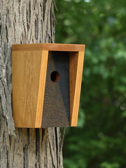 White Oak and Shou Sugi Ban Birdhouse
